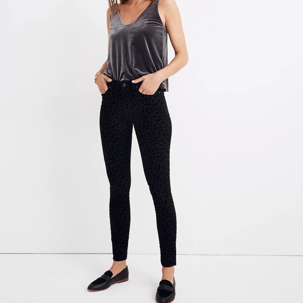 Madewell 9" Mid-Rise Skinny Jeans: Flocked Leopard Edition